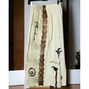 Play Alegre M/L Art to Wear Lagenlook Painted Maxi Skirt Cotton